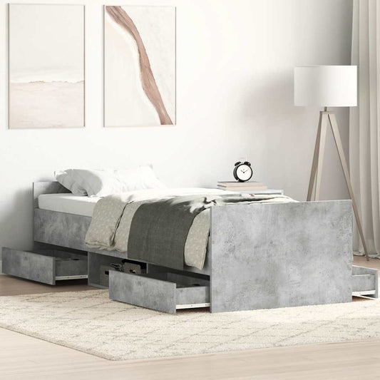 Bed Frame without Mattress Concrete Grey 90x200 cm