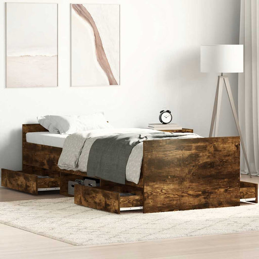 Bed Frame without Mattress Smoked Oak 90x200 cm