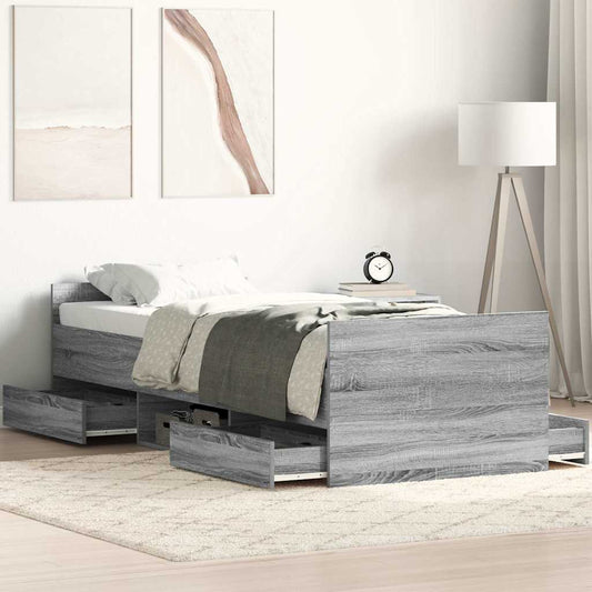 Bed Frame without Mattress Grey Sonoma 90x200 cm