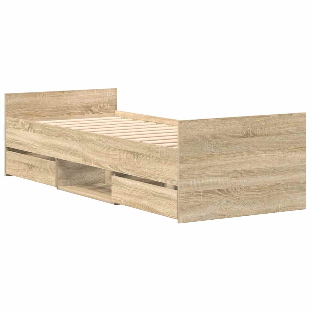 Bed Frame without Mattress Sonoma Oak 90x190 cm Single