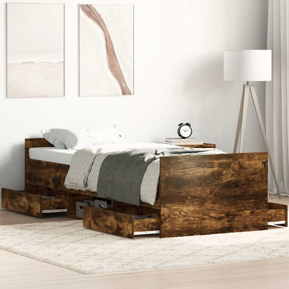 Bed Frame without Mattress Smoked Oak 90x190 cm Single