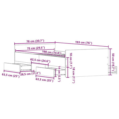 Bed Frame without Mattress White 75x190 cm Small Single