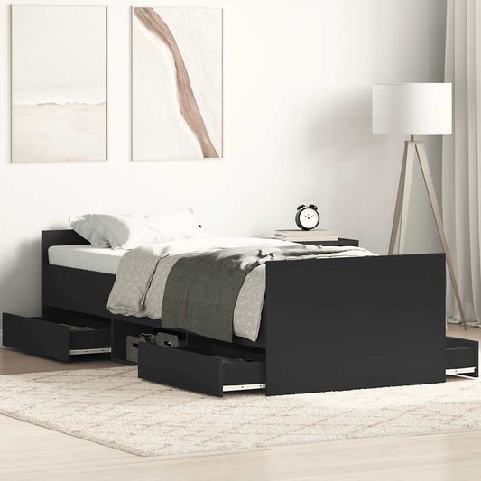 Bed Frame without Mattress Black 75x190 cm Small Single
