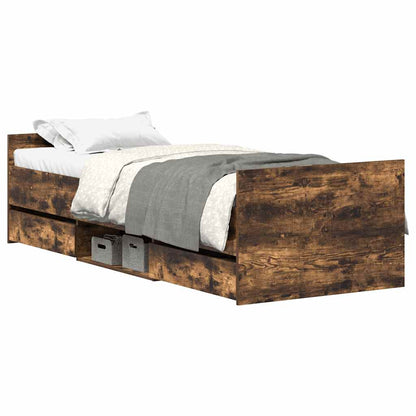 Bed Frame without Mattress Smoked Oak 75x190 cm Small Single