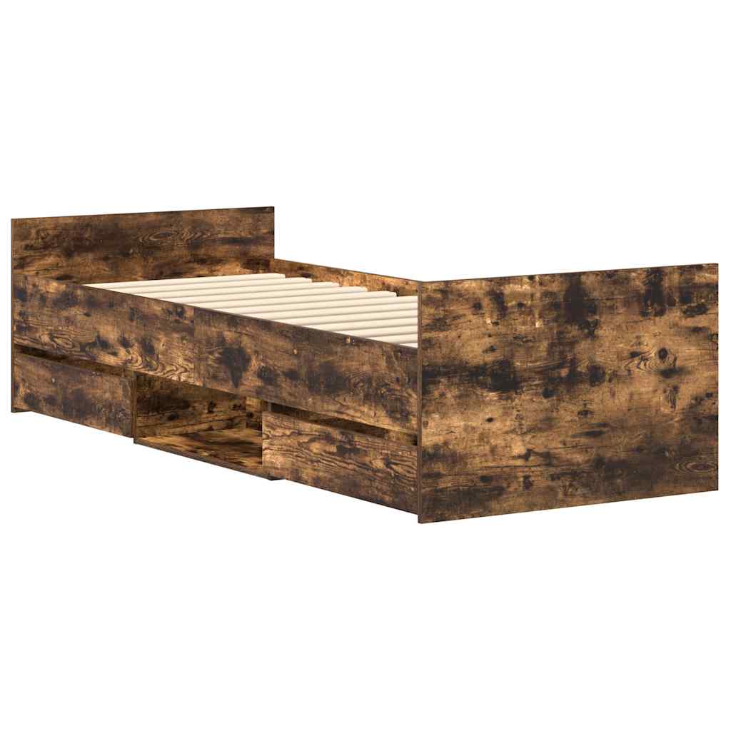 Bed Frame without Mattress Smoked Oak 75x190 cm Small Single