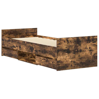 Bed Frame without Mattress Smoked Oak 75x190 cm Small Single