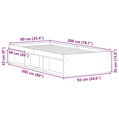 Bed Frame without Mattress Concrete Grey 90x200 cm
