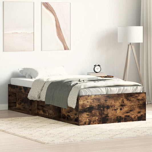 Bed Frame without Mattress Smoked Oak 90x200 cm