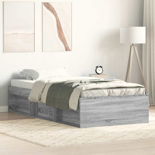 Bed Frame without Mattress Grey Sonoma 90x200 cm
