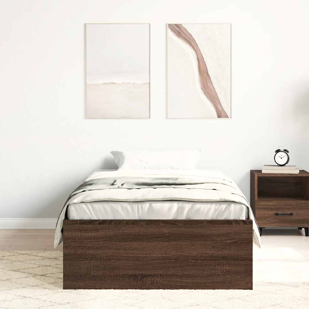 Bed Frame without Mattress Brown Oak 90x200 cm