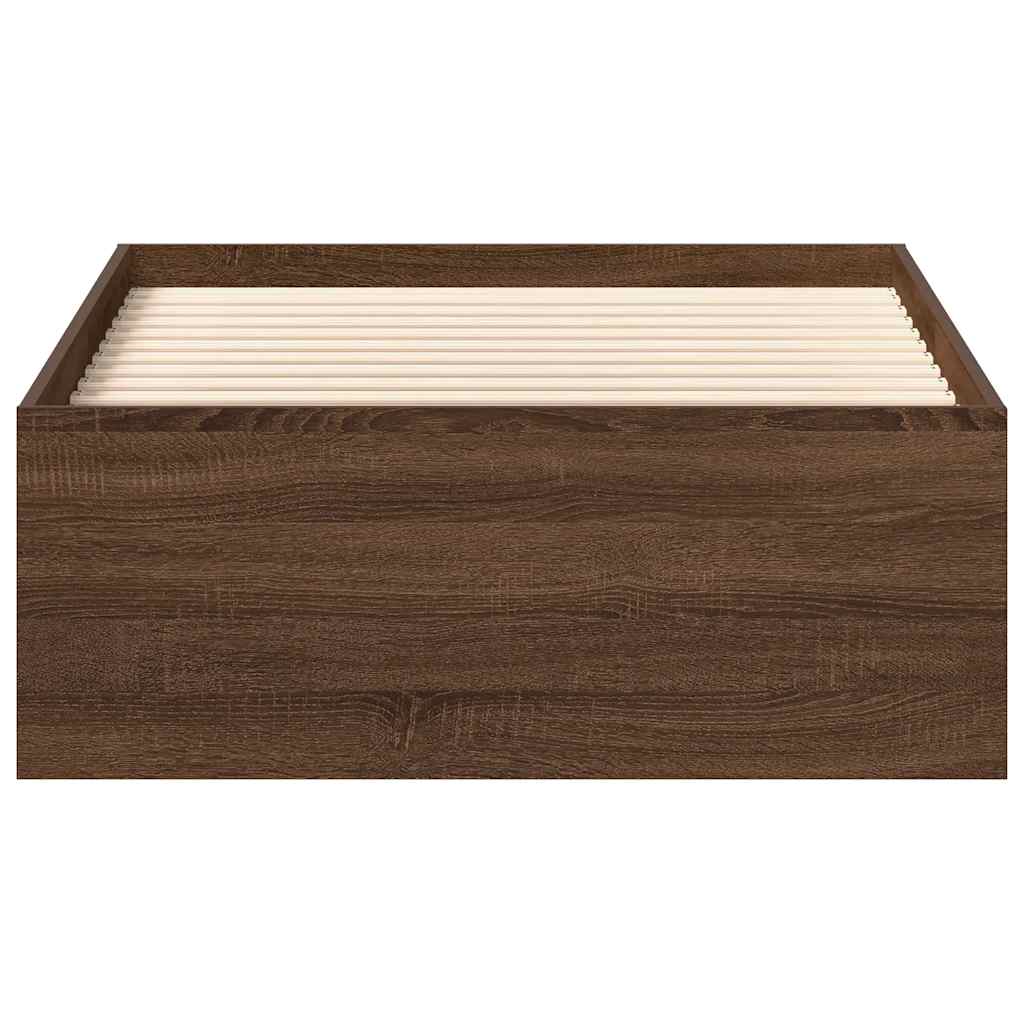Bed Frame without Mattress Brown Oak 90x200 cm