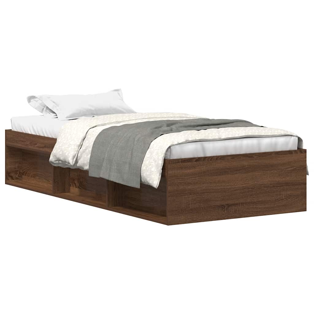 Bed Frame without Mattress Brown Oak 100x200 cm