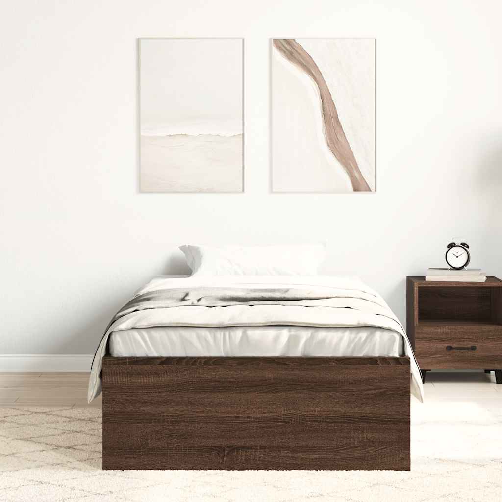 Bed Frame without Mattress Brown Oak 100x200 cm