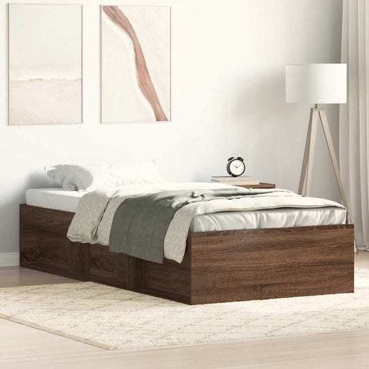 Bed Frame without Mattress Brown Oak 100x200 cm