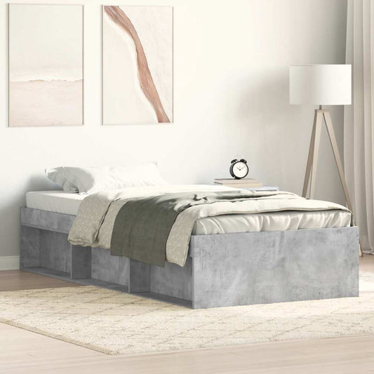 Bed Frame without Mattress Concrete Grey 90x190 cm Single