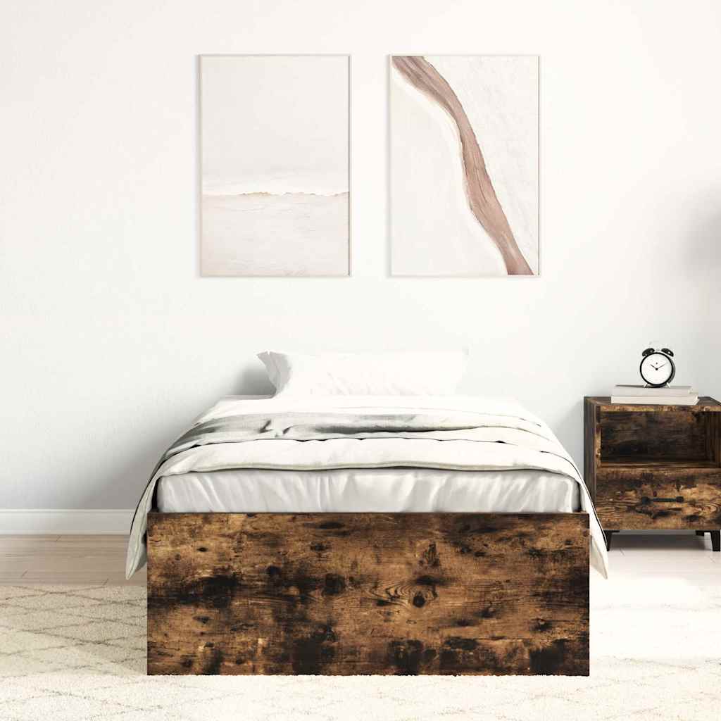 Bed Frame without Mattress Smoked Oak 90x190 cm Single