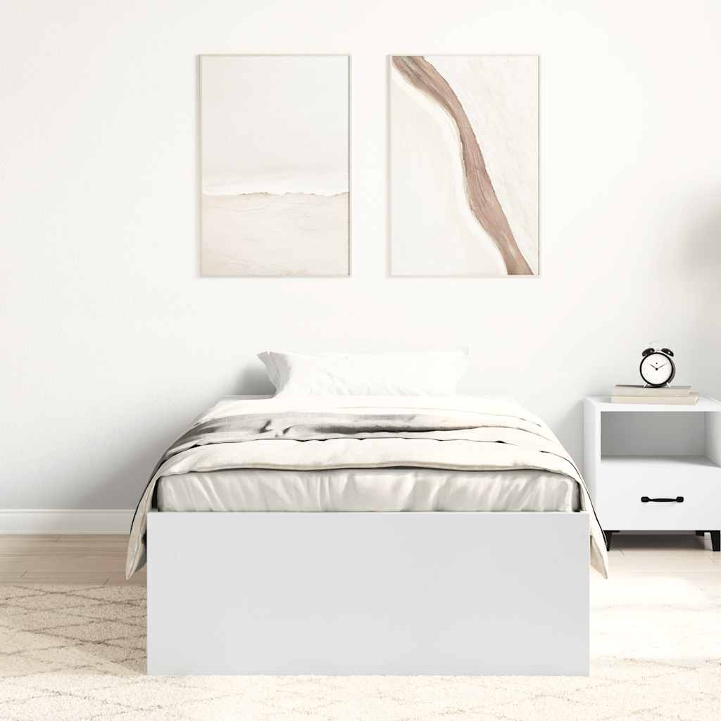 Bed Frame without Mattress White 75x190 cm Small Single Small Single