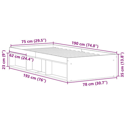 Bed Frame without Mattress White 75x190 cm Small Single Small Single
