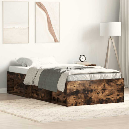 Bed Frame without Mattress Smoked Oak 75x190 cm Small Single Small Single