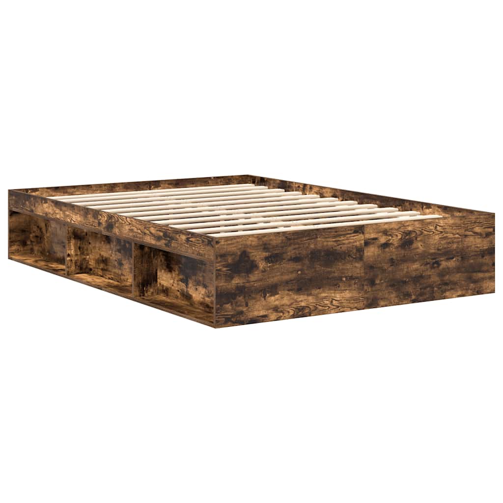 Bed Frame without Mattress Smoked Oak 120x200 cm