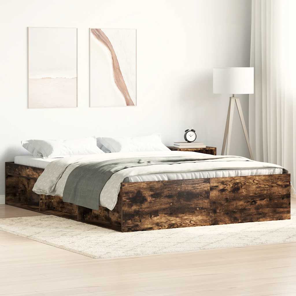 Bed Frame without Mattress Smoked Oak 120x200 cm