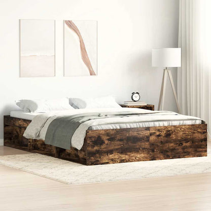 Bed Frame without Mattress Smoked Oak 120x200 cm