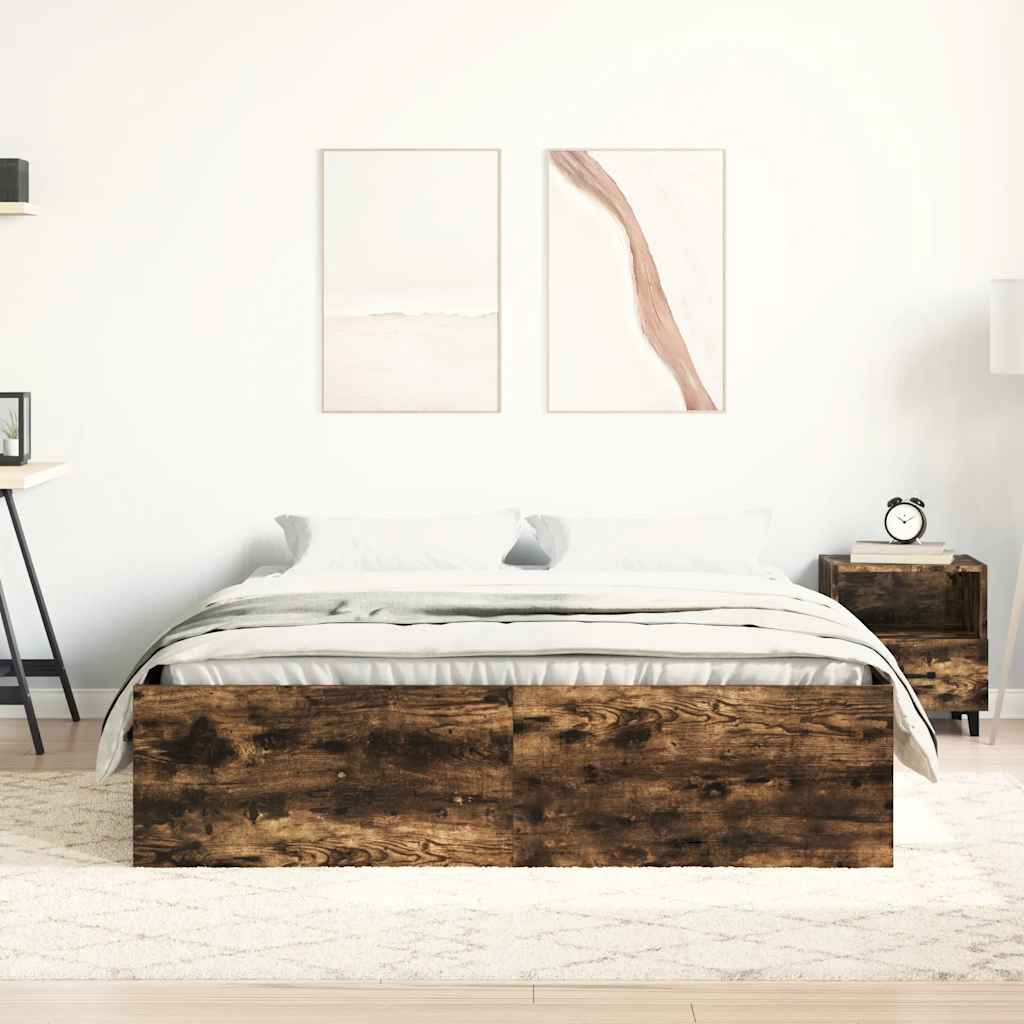 Bed Frame without Mattress Smoked Oak 140x200 cm