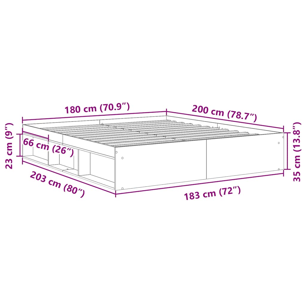 Bed Frame without Mattress White 180x200 cm Super King Super King Size