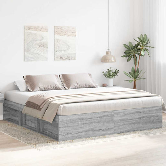 Bed Frame without Mattress Grey Sonoma 200x200 cm