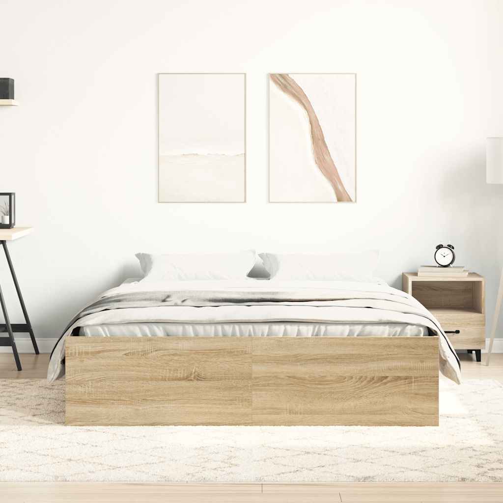 Bed Frame without Mattress Sonoma Oak 120x190 cm Small Double Small Double