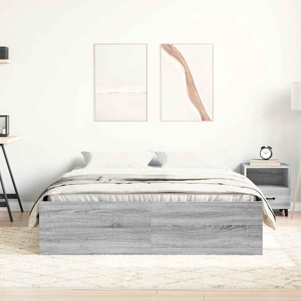 Bed Frame without Mattress Grey Sonoma 120x190 cm Small Double Small Double