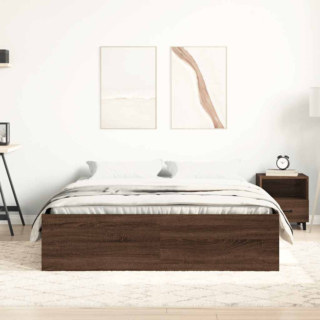 Bed Frame without Mattress Brown Oak 120x190 cm Small Double Small Double
