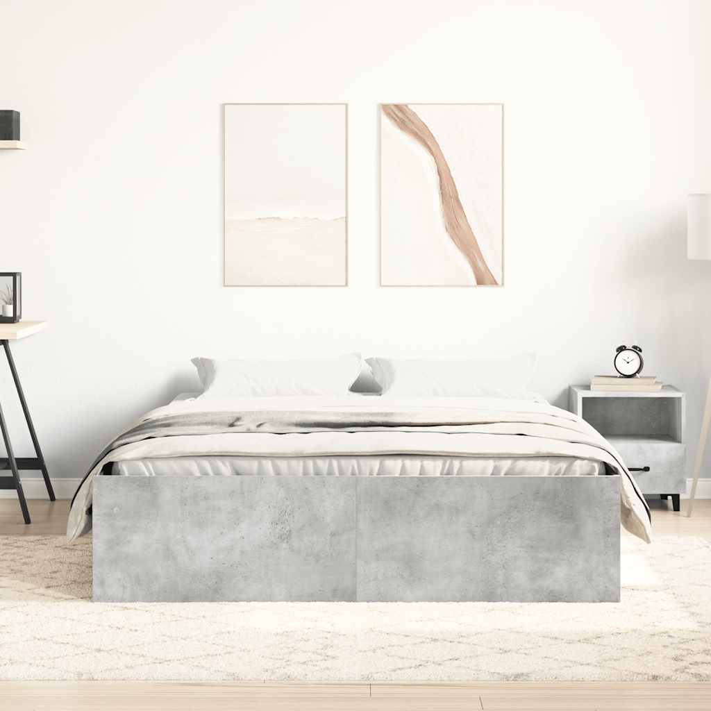 Bed Frame without Mattress Concrete Grey 140x190 cm