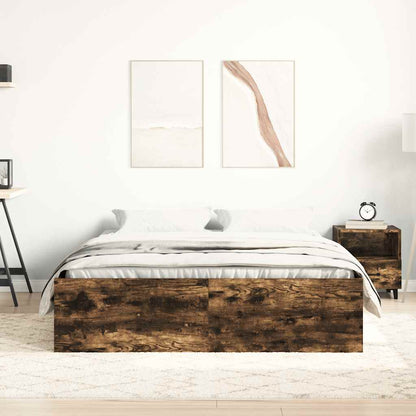 Bed Frame without Mattress Smoked Oak 140x190 cm