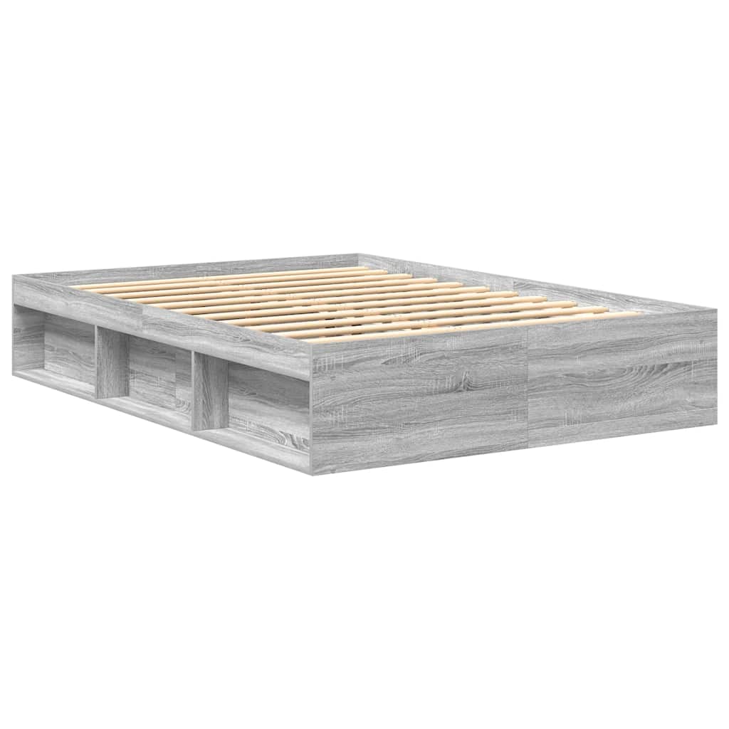 Bed Frame without Mattress Grey Sonoma 140x190 cm