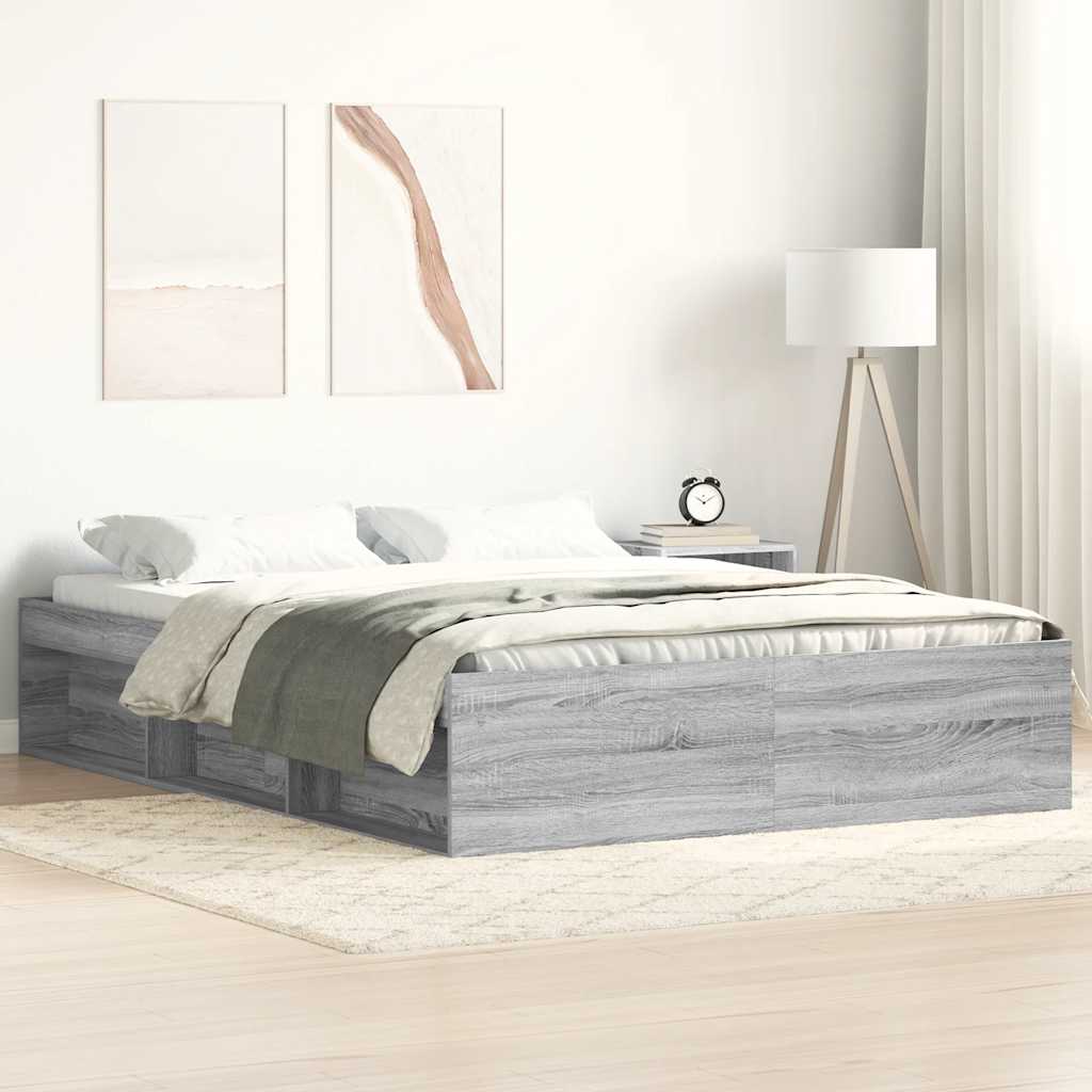 Bed Frame without Mattress Grey Sonoma 140x190 cm
