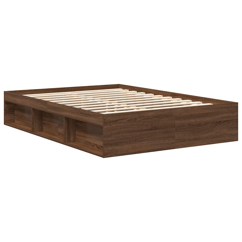 Bed Frame without Mattress Brown Oak 135x190 cm Double Double