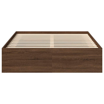 Bed Frame without Mattress Brown Oak 135x190 cm Double Double