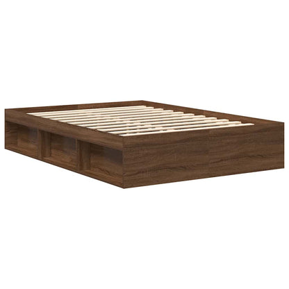 Bed Frame without Mattress Brown Oak 135x190 cm Double Double