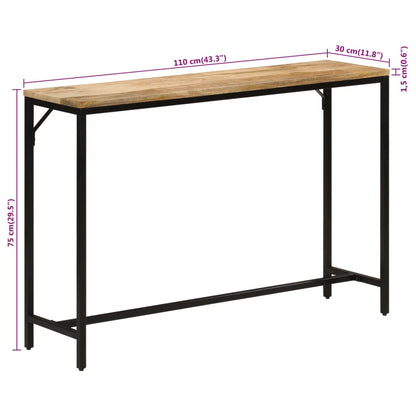 Console Table 110x30x75 cm Solid Rough Mango Wood and Iron
