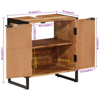 Bathroom Cabinet 55x35x60 cm Solid Wood Acacia and Iron