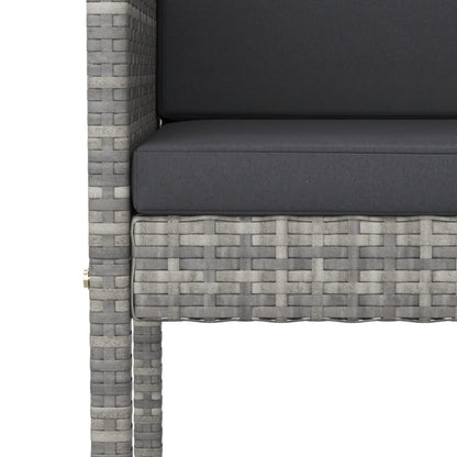 5 Piece Garden Bar Set with Cushions Grey Poly Rattan