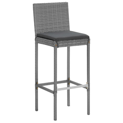 7 Piece Garden Bar Set with Cushions Grey Poly Rattan
