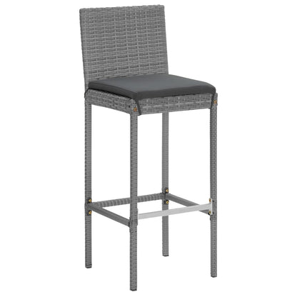 9 Piece Garden Bar Set with Cushions Grey Poly Rattan