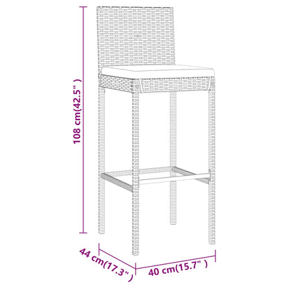 9 Piece Garden Bar Set with Cushions Grey Poly Rattan