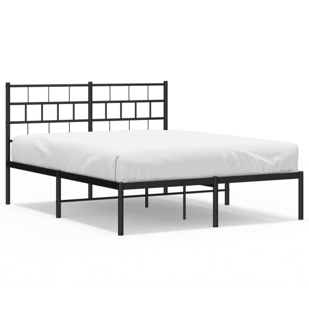 Metal Bed Frame without Mattress with Headboard Black 120x200cm
