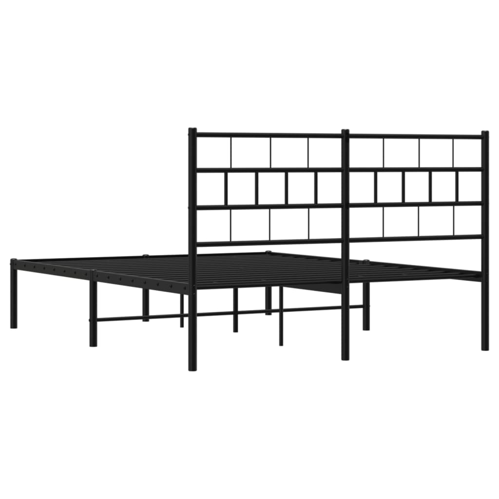 Metal Bed Frame without Mattress with Headboard Black 120x200cm