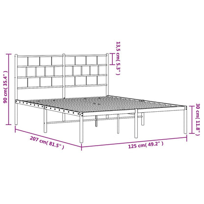 Metal Bed Frame without Mattress with Headboard Black 120x200cm