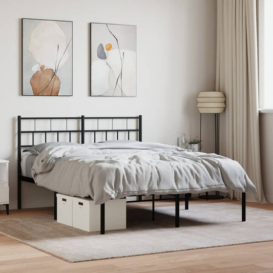 Metal Bed Frame without Mattress with Headboard Black 120x200cm
