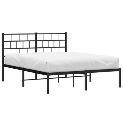Metal Bed Frame without Mattress with Headboard Black 140x200cm